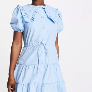 collared mini dress in blue